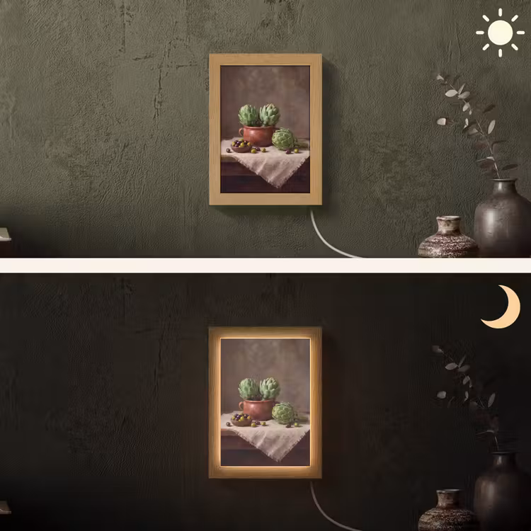 Lightbox - Wandlamp - Artisjokken - Olijven - Eten - Artisjokken - Olijven - Eten Light Box met kabel (Wandlamp) klein