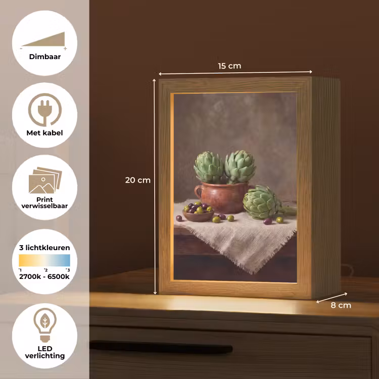Lightbox - Wandlamp - Artisjokken - Olijven - Eten - Artisjokken - Olijven - Eten Light Box met kabel (Wandlamp) klein