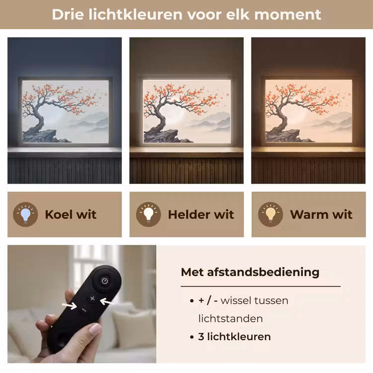 Aziatisch - Bloesem - Rood Light Box met batterij (Wandlamp) middel -USP_lichtkleurNL