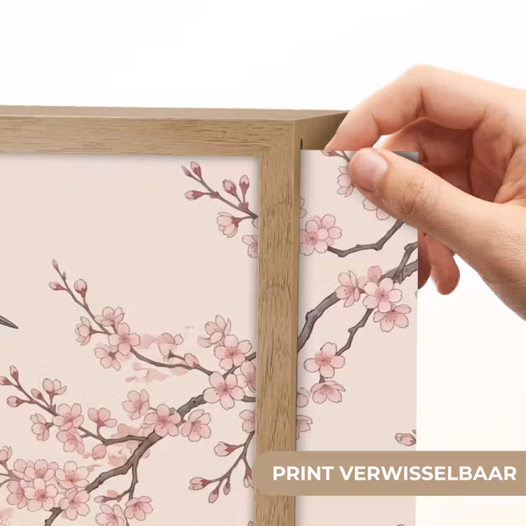 Aziatisch - Kraanvogel - Beige Light Box met batterij (Wandlamp) middel -USP_websiteprintNL