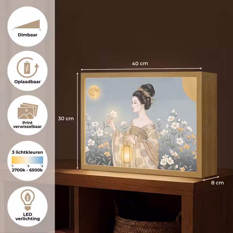 Aziatisch - Vrouw - Kimono Light Box met batterij (Wandlamp) middel -USP_websiteoverzichtNL