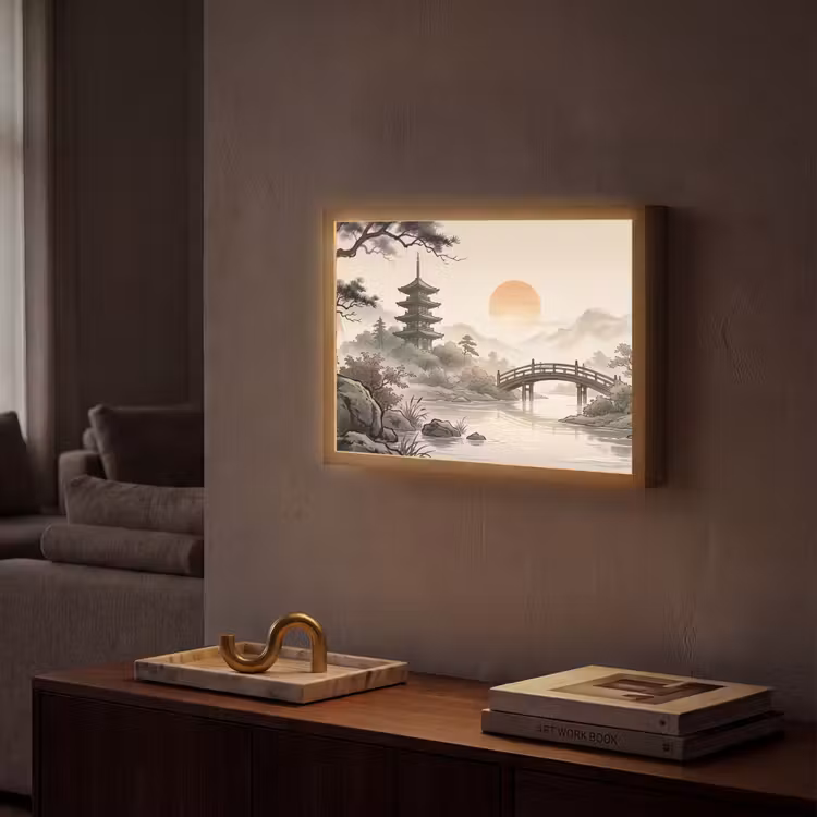 Azië - Landschap - Kleurrijk Light Box met batterij (Wandlamp) middel -sfeer1