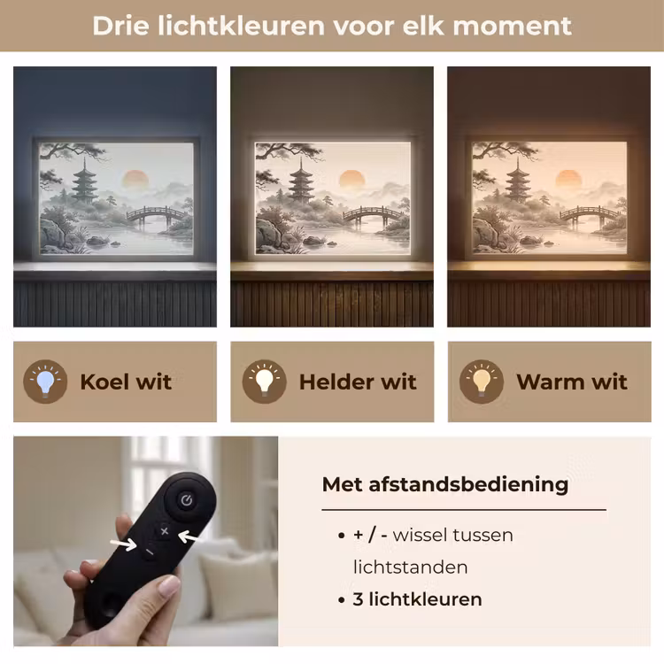 Azië - Landschap - Kleurrijk Light Box met batterij (Wandlamp) middel -USP_lichtkleurNL
