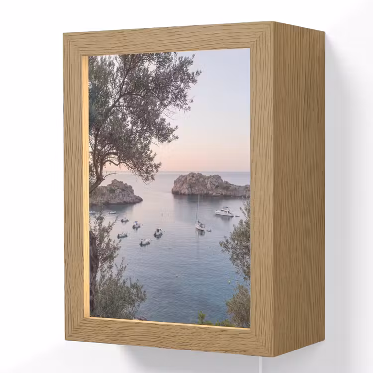 Lightbox - Wandlamp - Baai - boten - zonsondergang - Baai - boten - zonsondergang Light Box met kabel (Wandlamp) klein
