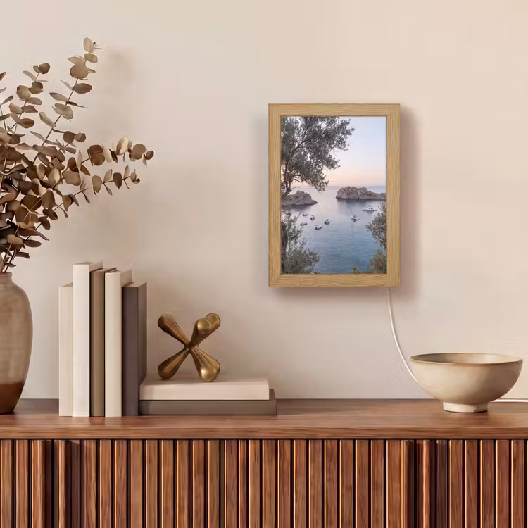 Lightbox - Wandlamp - Baai - boten - zonsondergang - Baai - boten - zonsondergang Light Box met kabel (Wandlamp) klein