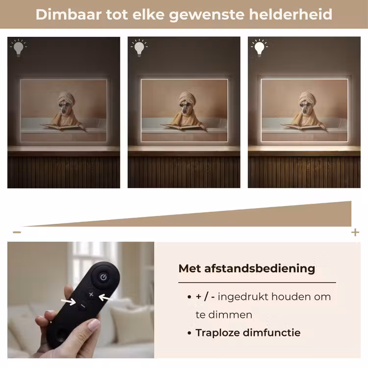 Bad - Hond - Boek - Zonnebril Light Box met batterij (Wandlamp) middel -USP_dimbaarNL