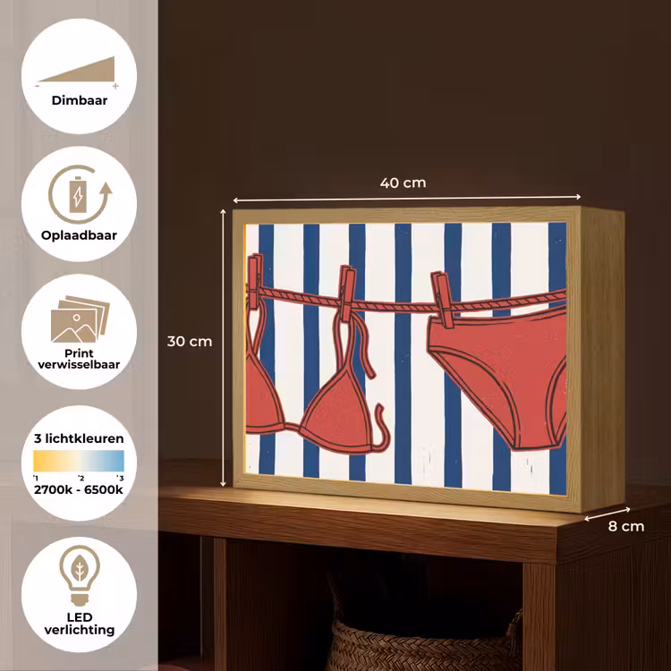 Badkleding - Waslijn - Zomer - Illustratie - Rood Light Box met batterij (Wandlamp) middel -USP_websiteoverzichtNL