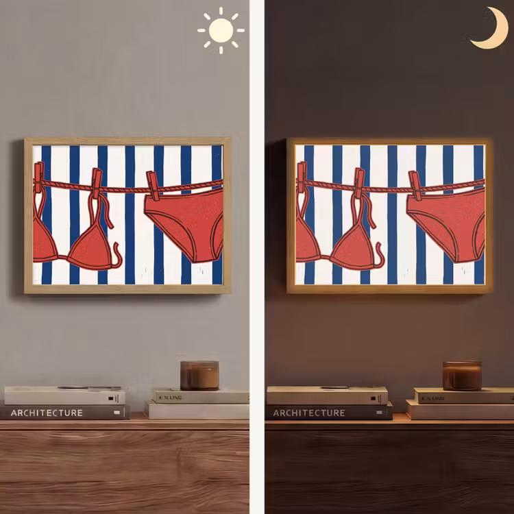 Badkleding - Waslijn - Zomer - Illustratie - Rood Light Box met batterij (Wandlamp) middel -sfeer3