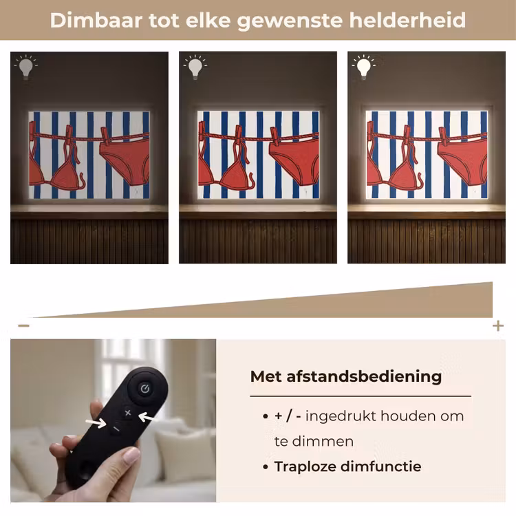 Badkleding - Waslijn - Zomer - Illustratie - Rood Light Box met batterij (Wandlamp) middel -USP_dimbaarNL