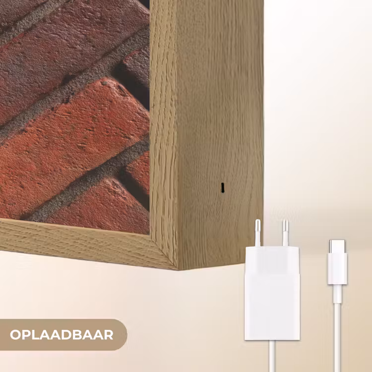 Bakstenen - Visgraat - Structuur - Roodbruin Light Box met batterij (Wandlamp) middel 907 -USP_websiteoplaadbaarNL