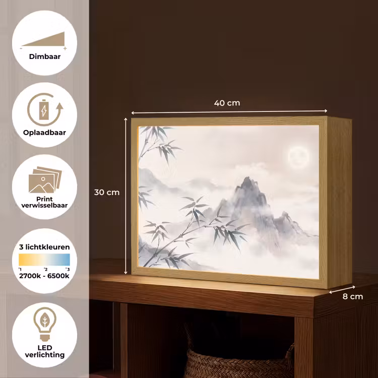 Bamboe - Azië - Grijs Light Box met batterij (Wandlamp) middel -USP_websiteoverzichtNL