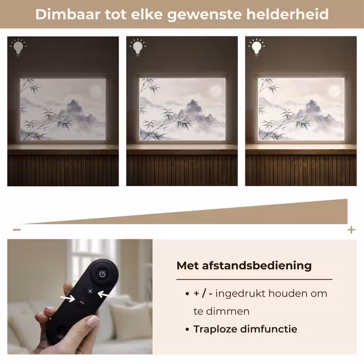 Bamboe - Azië - Grijs Light Box met batterij (Wandlamp) middel -USP_dimbaarNL