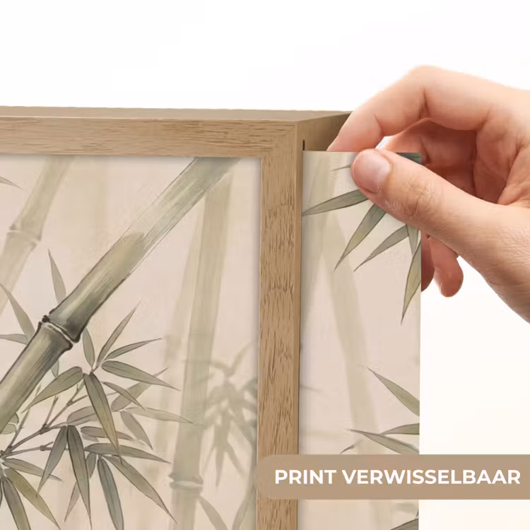 Bamboe - Bladeren - Aziatisch - Groen - Natuur Light Box met batterij (Wandlamp) middel -USP_websiteprintNL