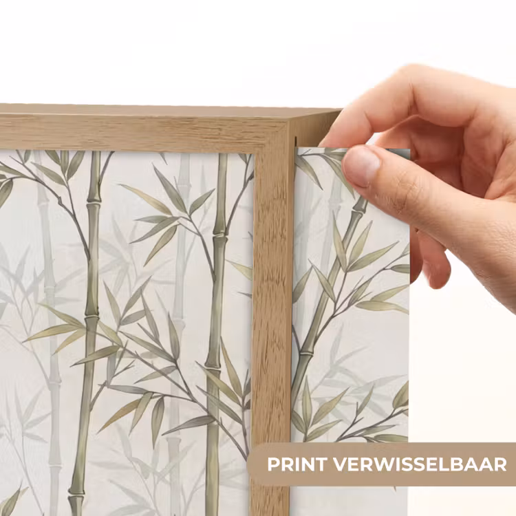 Bamboe - Bladeren - Natuur - Aquarel - Groen Light Box met batterij (Wandlamp) middel -USP_websiteprintNL