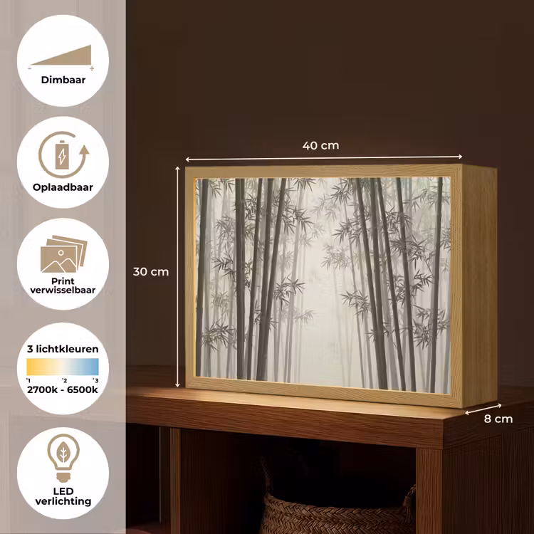 Bamboe - Bos - Mist - Natuur Light Box met batterij (Wandlamp) middel -USP_websiteoverzichtNL