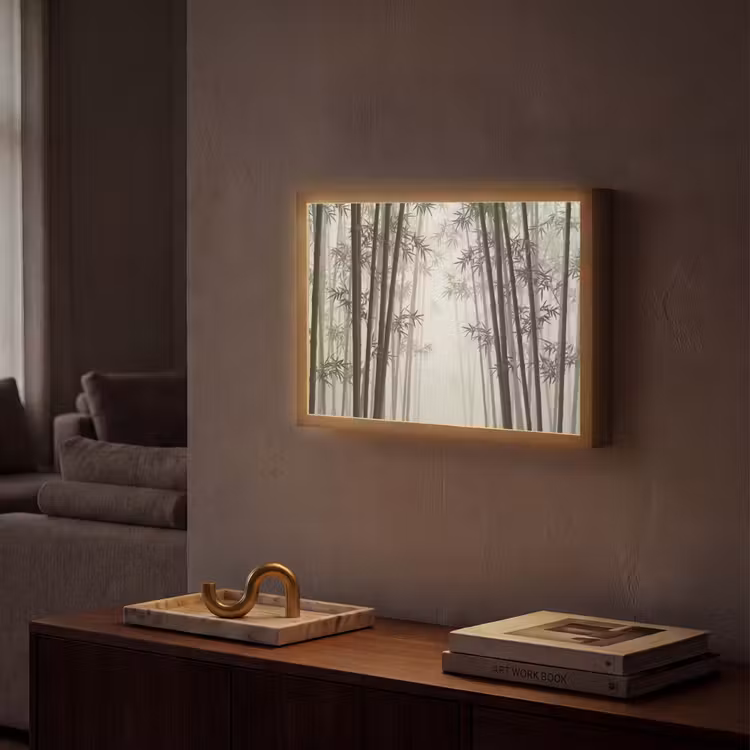 Bamboe - Bos - Mist - Natuur Light Box met batterij (Wandlamp) middel -sfeer1