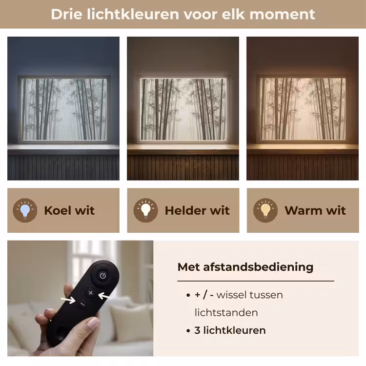 Bamboe - Bos - Mist - Natuur Light Box met batterij (Wandlamp) middel -USP_lichtkleurNL
