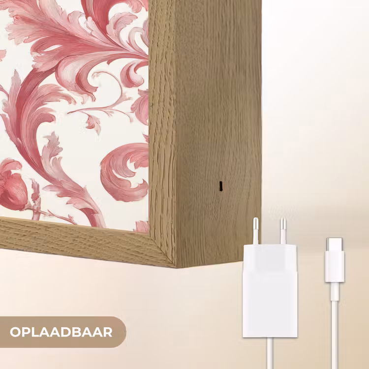 Barok - Patroon - Rood Light Box met batterij (Wandlamp) middel 907 -USP_websiteoplaadbaarNL