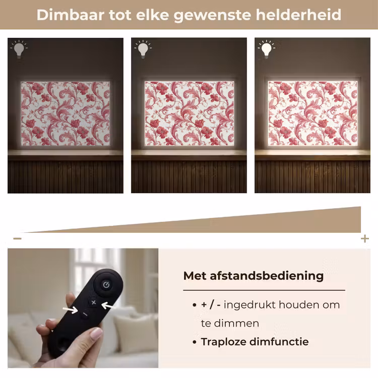 Barok - Patroon - Rood Light Box met batterij (Wandlamp) middel 907 -USP_dimbaarNL