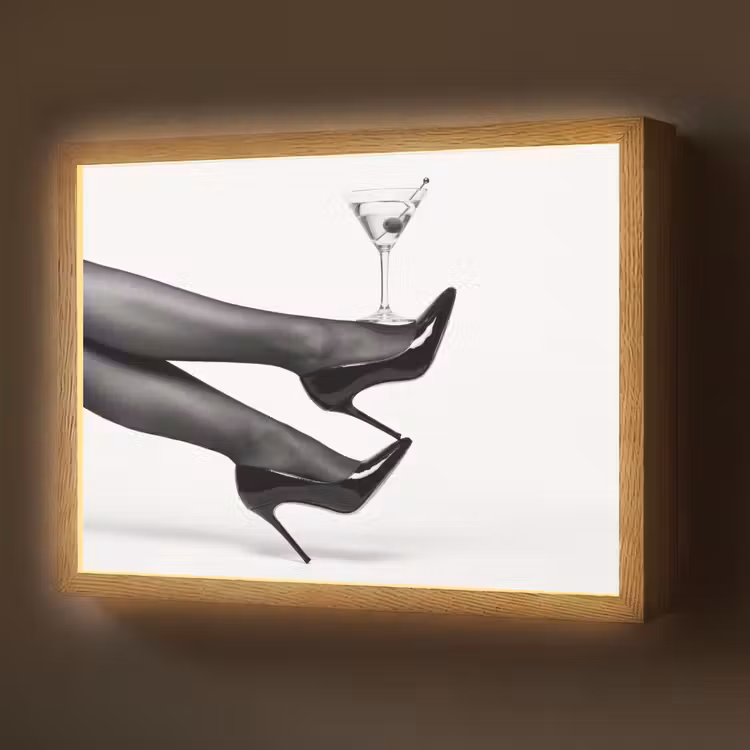 Benen - Hakken - Glas - Zwart - Wit - Speels Light Box met batterij (Wandlamp) middel -z3d_website