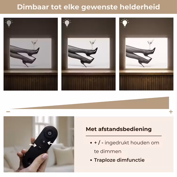 Benen - Hakken - Glas - Zwart - Wit - Speels Light Box met batterij (Wandlamp) middel -USP_dimbaarNL