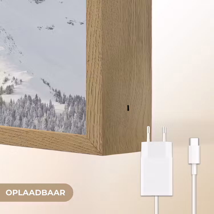 Berg - Sneeuw - Winter - Natuur - Wit Light Box met batterij (Wandlamp) middel -USP_websiteoplaadbaarNL