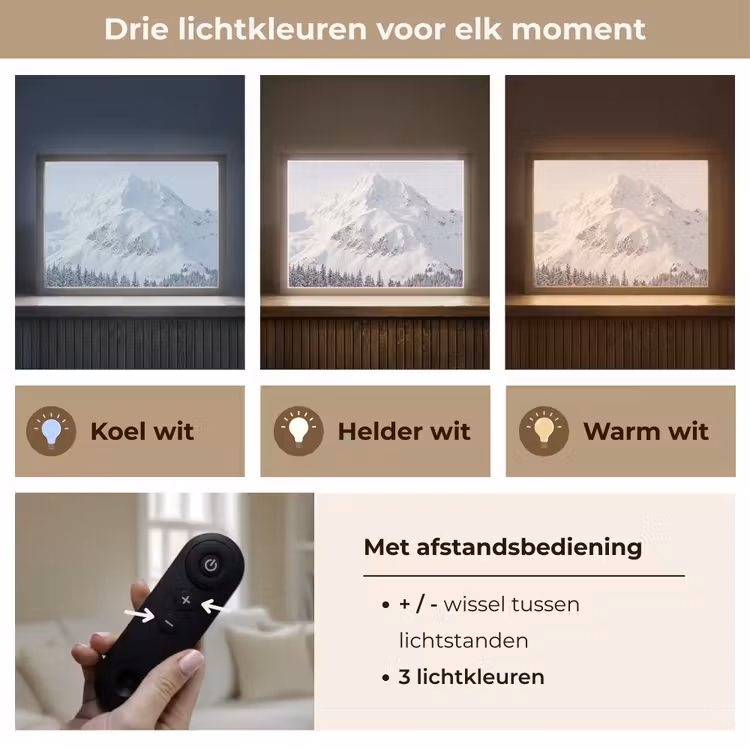 Berg - Sneeuw - Winter - Natuur - Wit Light Box met batterij (Wandlamp) middel -USP_lichtkleurNL