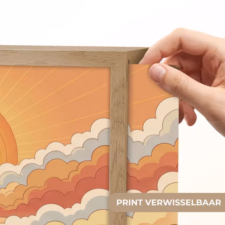 Bergen - Wolken - Natuur - Zonsopgang - Oranje Light Box met batterij (Wandlamp) middel -USP_websiteprintNL