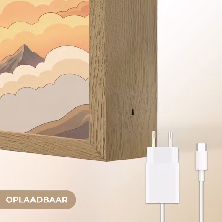 Bergen - Wolken - Natuur - Zonsopgang - Oranje Light Box met batterij (Wandlamp) middel -USP_websiteoplaadbaarNL