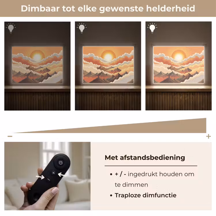 Bergen - Wolken - Natuur - Zonsopgang - Oranje Light Box met batterij (Wandlamp) middel -USP_dimbaarNL