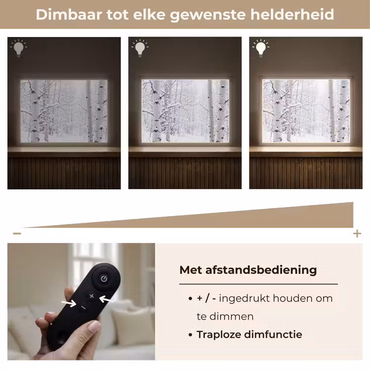 Berkenbomen - Sneeuw - Winter - Bos - Wit Light Box met batterij (Wandlamp) middel -USP_dimbaarNL