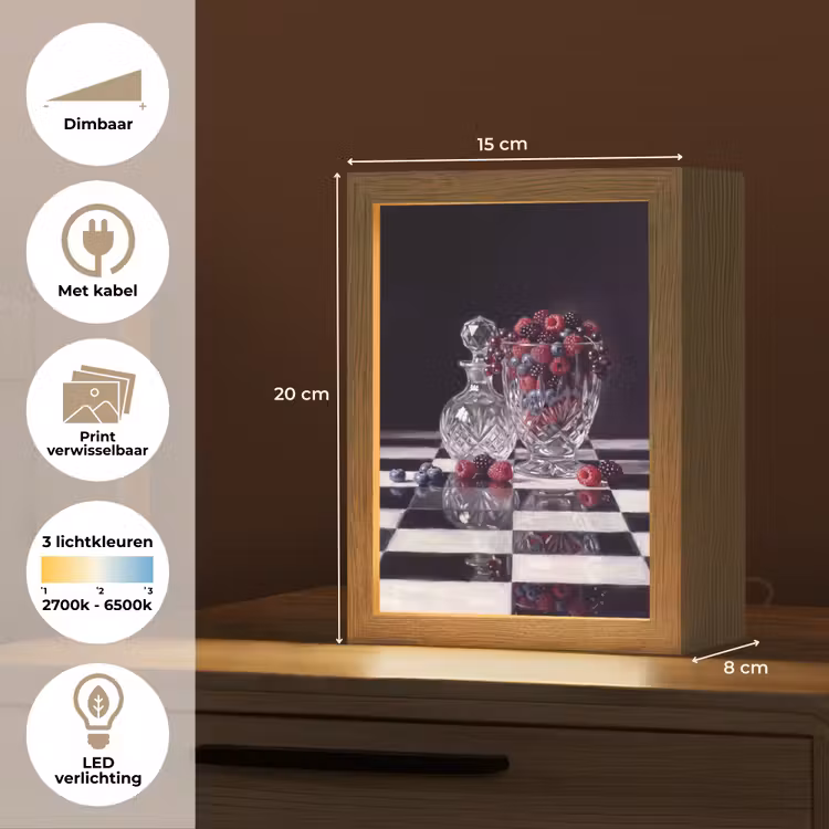 Lightbox - Wandlamp - Bessen - Kristal - Stilleven - Bessen - Kristal - Stilleven Light Box met kabel (Wandlamp) klein