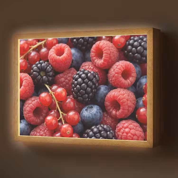 Bessen - Mix - Vers - Eten - Kleurrijk Light Box met batterij (Wandlamp) middel -z3d_website
