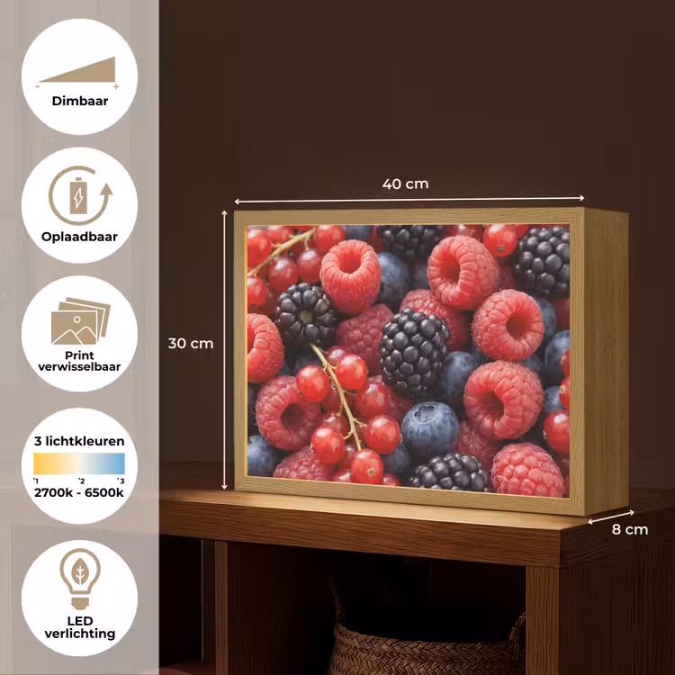 Bessen - Mix - Vers - Eten - Kleurrijk Light Box met batterij (Wandlamp) middel -USP_websiteoverzichtNL