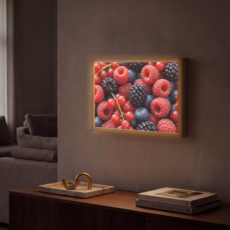 Bessen - Mix - Vers - Eten - Kleurrijk Light Box met batterij (Wandlamp) middel -sfeer1