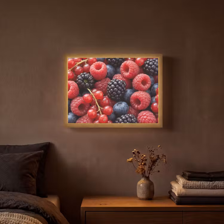 Bessen - Mix - Vers - Eten - Kleurrijk Light Box met batterij (Wandlamp) middel -sfeer4