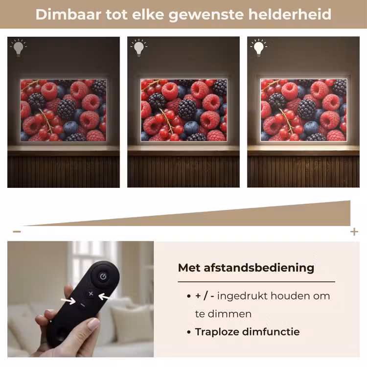 Bessen - Mix - Vers - Eten - Kleurrijk Light Box met batterij (Wandlamp) middel -USP_dimbaarNL