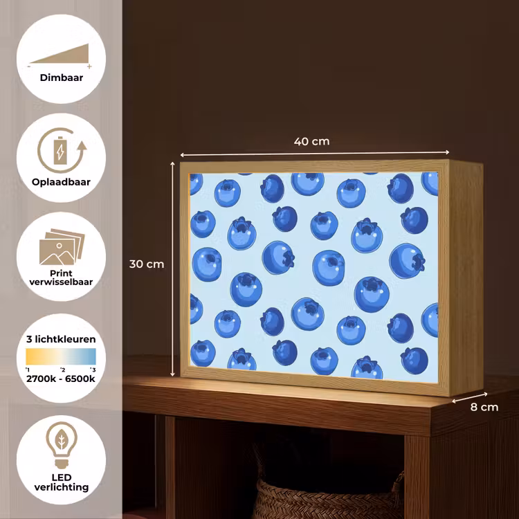 Bessen - Modern - Blauw Light Box met batterij (Wandlamp) middel 907 -USP_websiteoverzichtNL