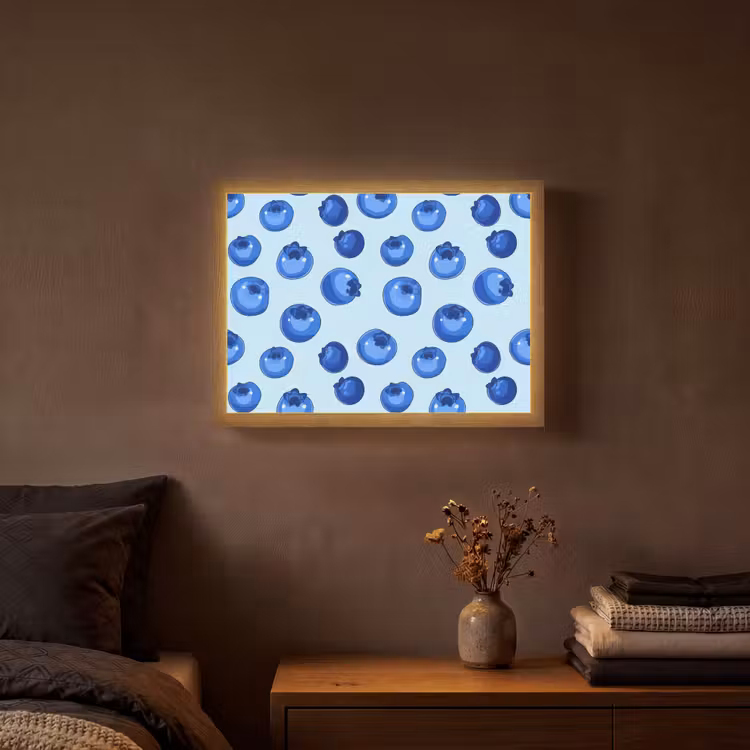 Bessen - Modern - Blauw Light Box met batterij (Wandlamp) middel 907 -sfeer4