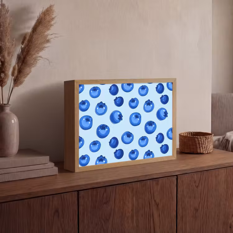 Bessen - Modern - Blauw Light Box met batterij (Wandlamp) middel 907 -sfeer2
