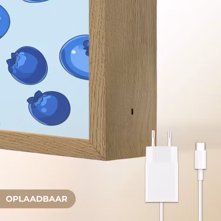 Bessen - Modern - Blauw Light Box met batterij (Wandlamp) middel 907 -USP_websiteoplaadbaarNL
