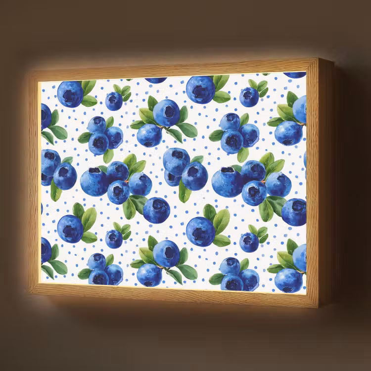 Bessen - Patroon - Blauw Light Box met batterij (Wandlamp) middel 907 -z3d_website