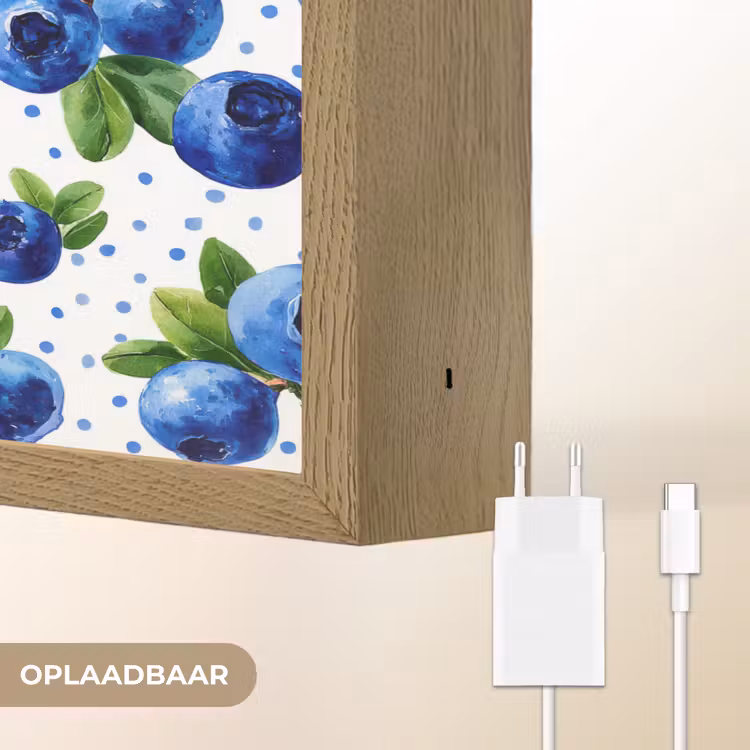 Bessen - Patroon - Blauw Light Box met batterij (Wandlamp) middel 907 -USP_websiteoplaadbaarNL