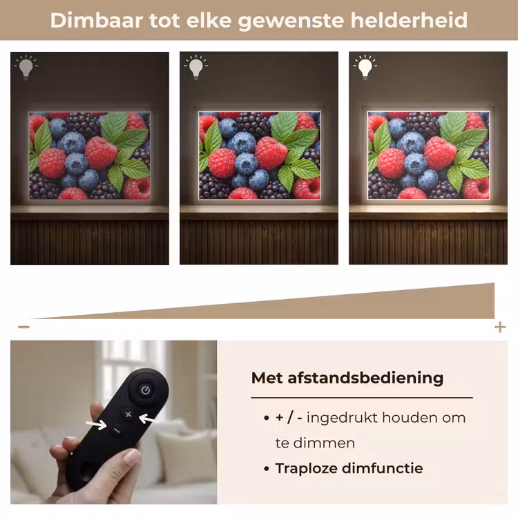 Bessen - Vers - Waterdruppels - Kleurrijk - Eten Light Box met batterij (Wandlamp) middel -USP_dimbaarNL