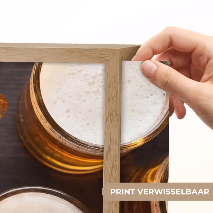 Bier - Glazen - Schuim - Hout - Drank Light Box met batterij (Wandlamp) middel -USP_websiteprintNL