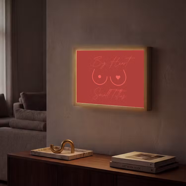 big heart small titties - Hart - Rood Light Box met batterij (Wandlamp) middel -sfeer1