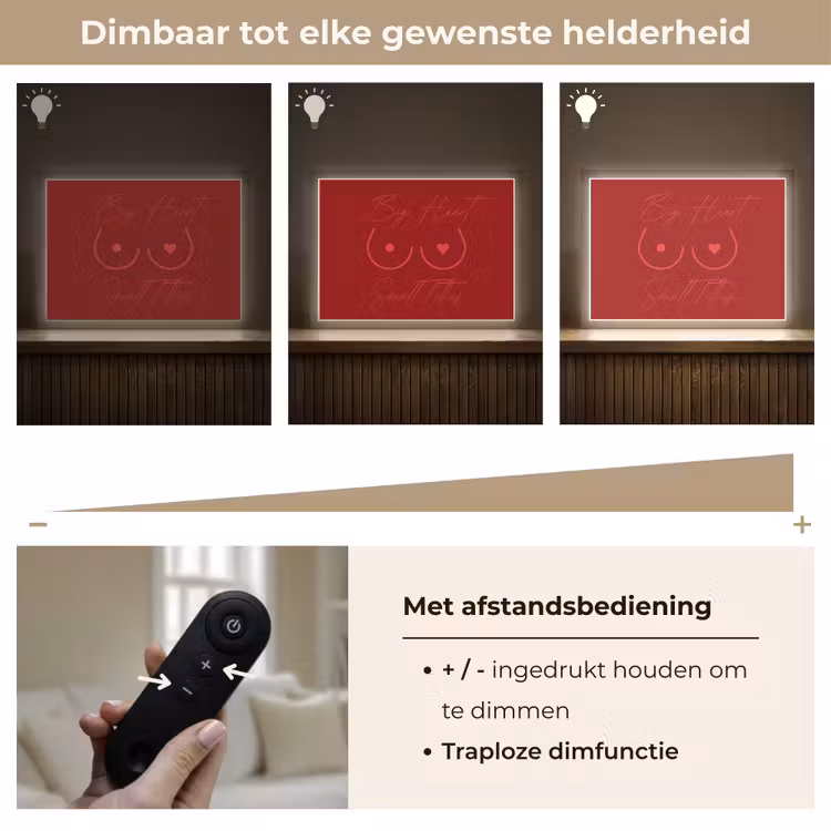 big heart small titties - Hart - Rood Light Box met batterij (Wandlamp) middel -USP_dimbaarNL