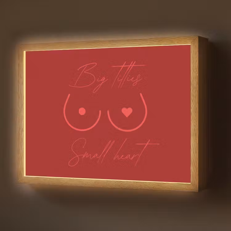 Big titties small heart - Rood - Hart Light Box met batterij (Wandlamp) middel -z3d_website