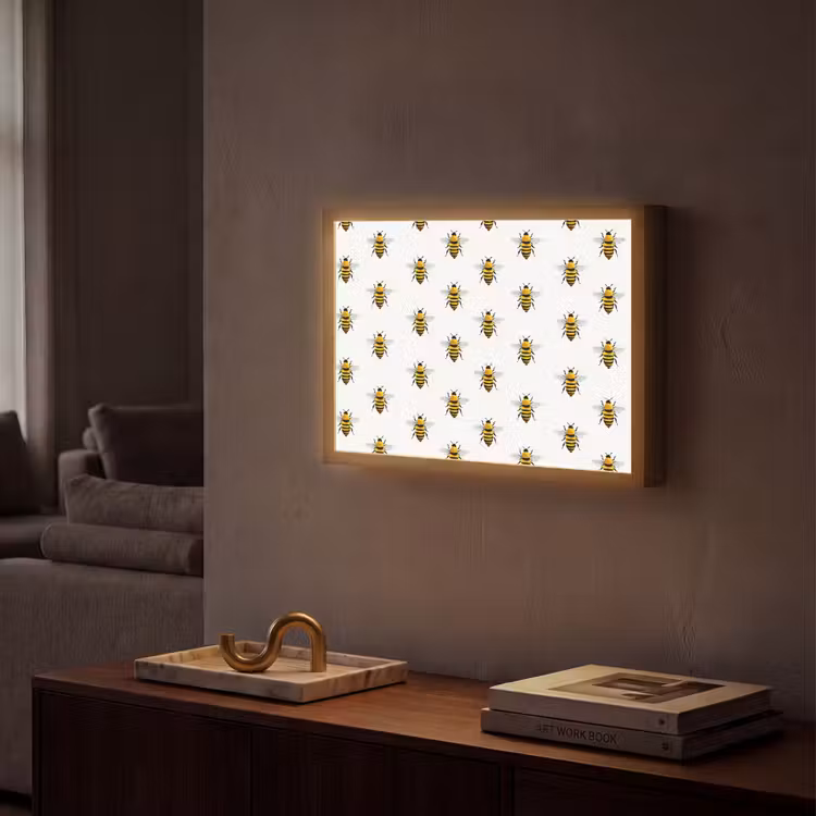 Bijen - Tijdloos - Wit Light Box met batterij (Wandlamp) middel 907 -sfeer1