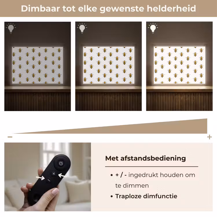 Bijen - Tijdloos - Wit Light Box met batterij (Wandlamp) middel 907 -USP_dimbaarNL